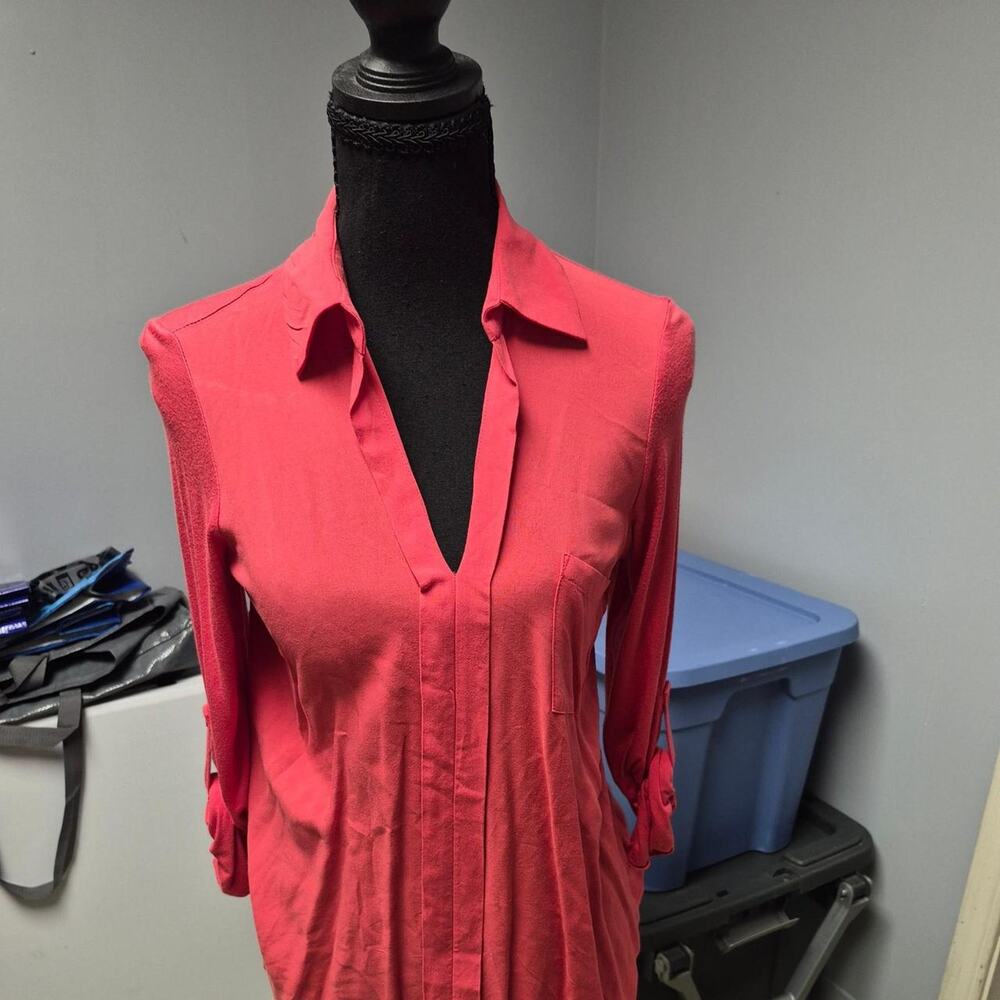 Pleione red button up blouse
